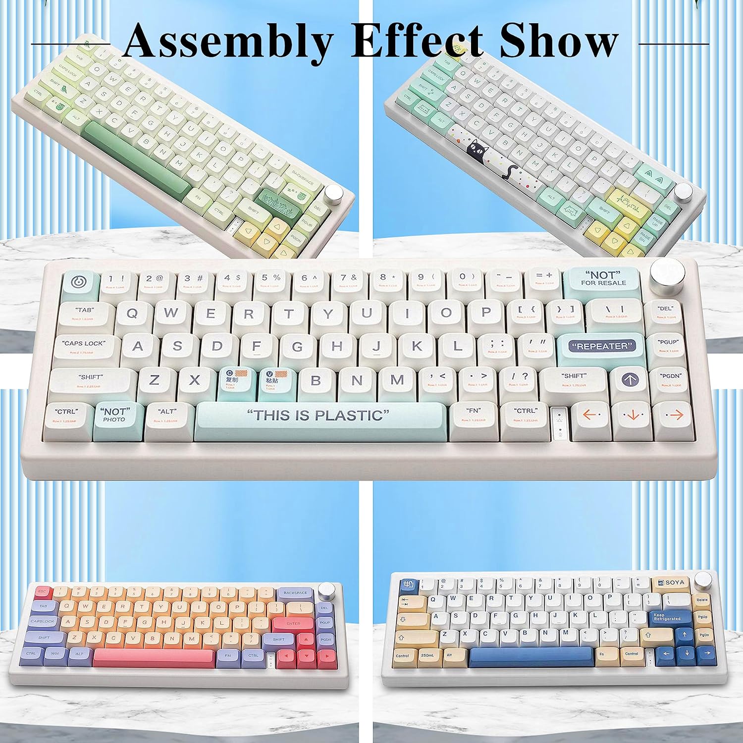 BOYI GMK67 Barebones Keyboard Kit,65% RGB Hot-Swap Gasket Mounted Tri-Mode BT/2.4GHz/USB-C 4000mAh Wireless Custom Programmable Mechanical Gaming Keyboard DIY Kit with Knob(White)