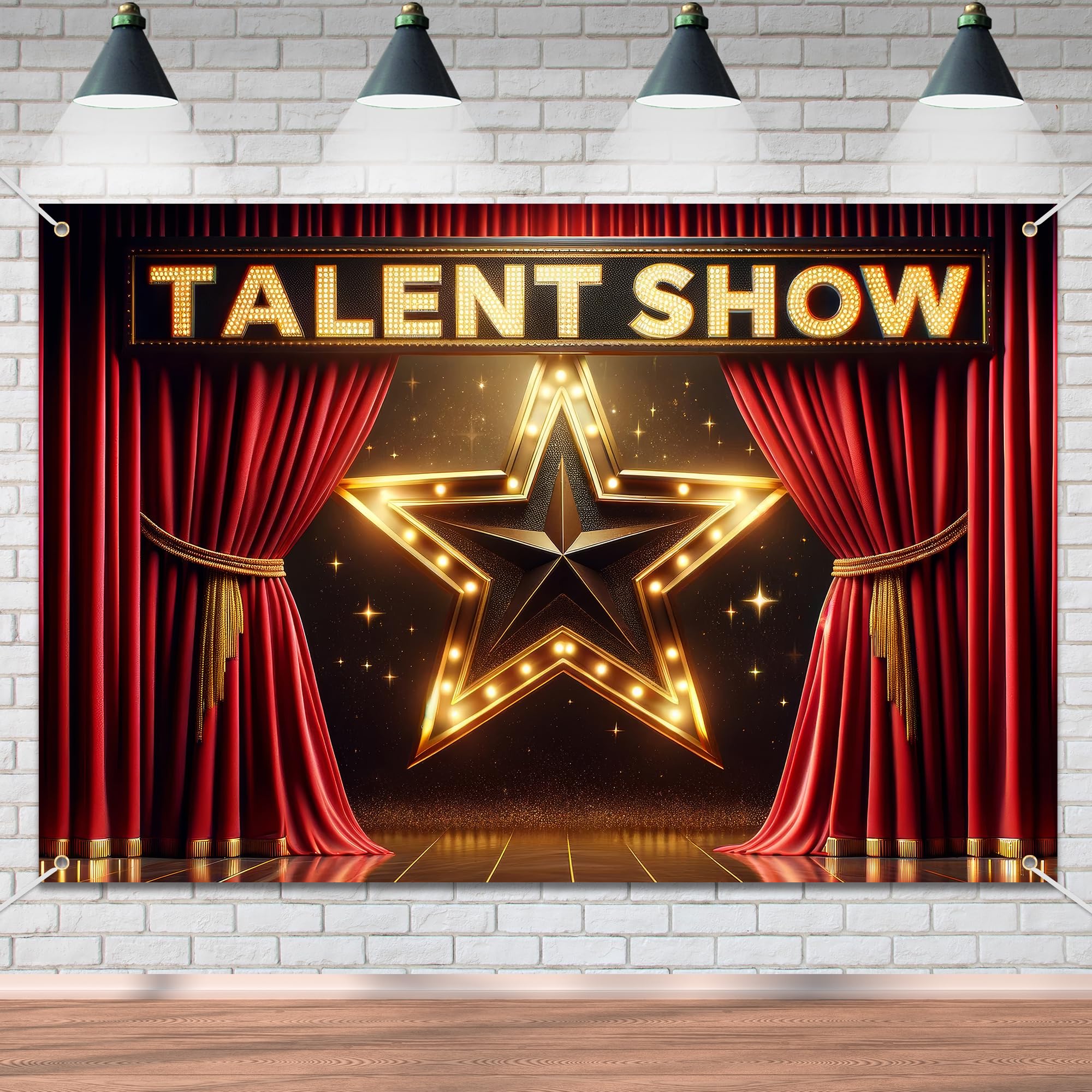 Talent Show Backdrop Banner Starlight Stage Theme Background Decor for Boys Girls Performance Magic Shows Talent Party Birthday Party Favors Decorations Supplies 72x43in-BECKTEN