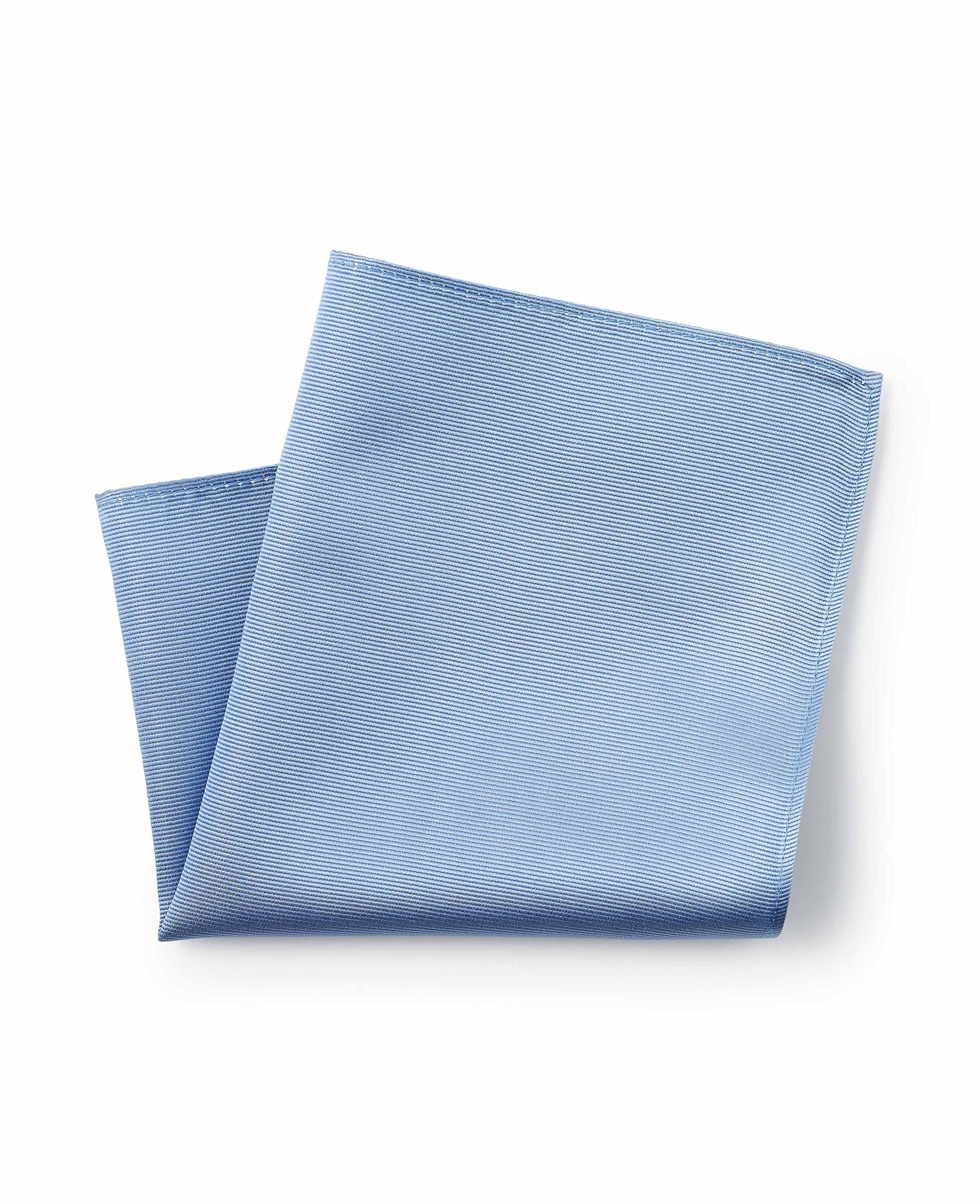 The Savile Row Company London Men's Blue Fine Twill Weave Silk Pocket Square Handkerchief