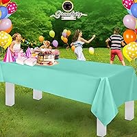 Vista 6 de Mantel de plástico de alta calidad - 54 in. x 108 pulgadas. Grandipity - Mantel rectangular (6 y 12 unidades), Agua (Aqua)