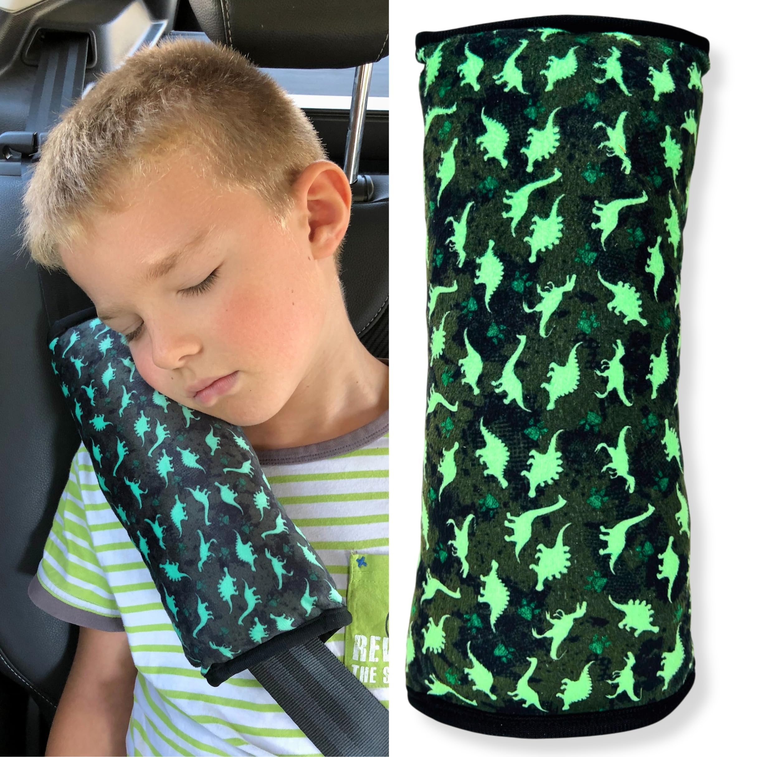 HECKBO Almohadilla para coche con dibujos de monstruos para niños - lavable a máquina suave, tacto de peluche, almohadilla cinturón de seguridad — view 7