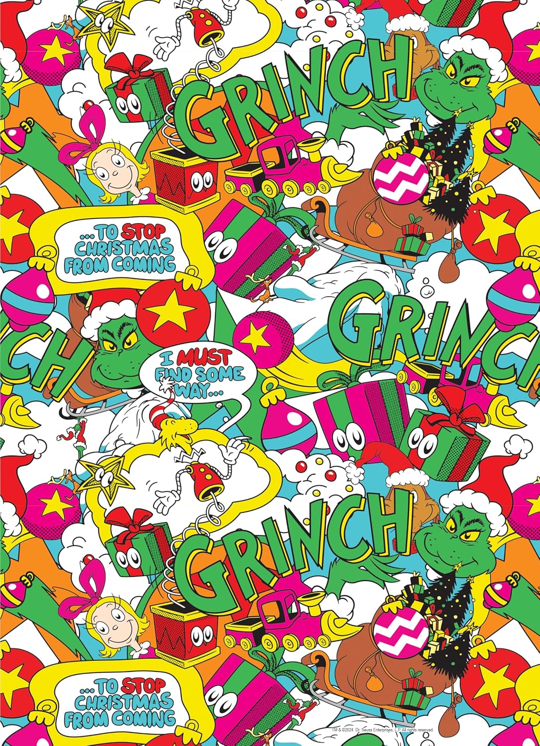 Grinch “Poppin” 1,000 Piece Jigsaw Puzzle, Dimensions 19” x 27”, Collectible Featuring Grinch, Artwork Celebrating Classic Children's Book, Officially-Licensed Dr. Seuss Grinch Puzzle & Merchandise