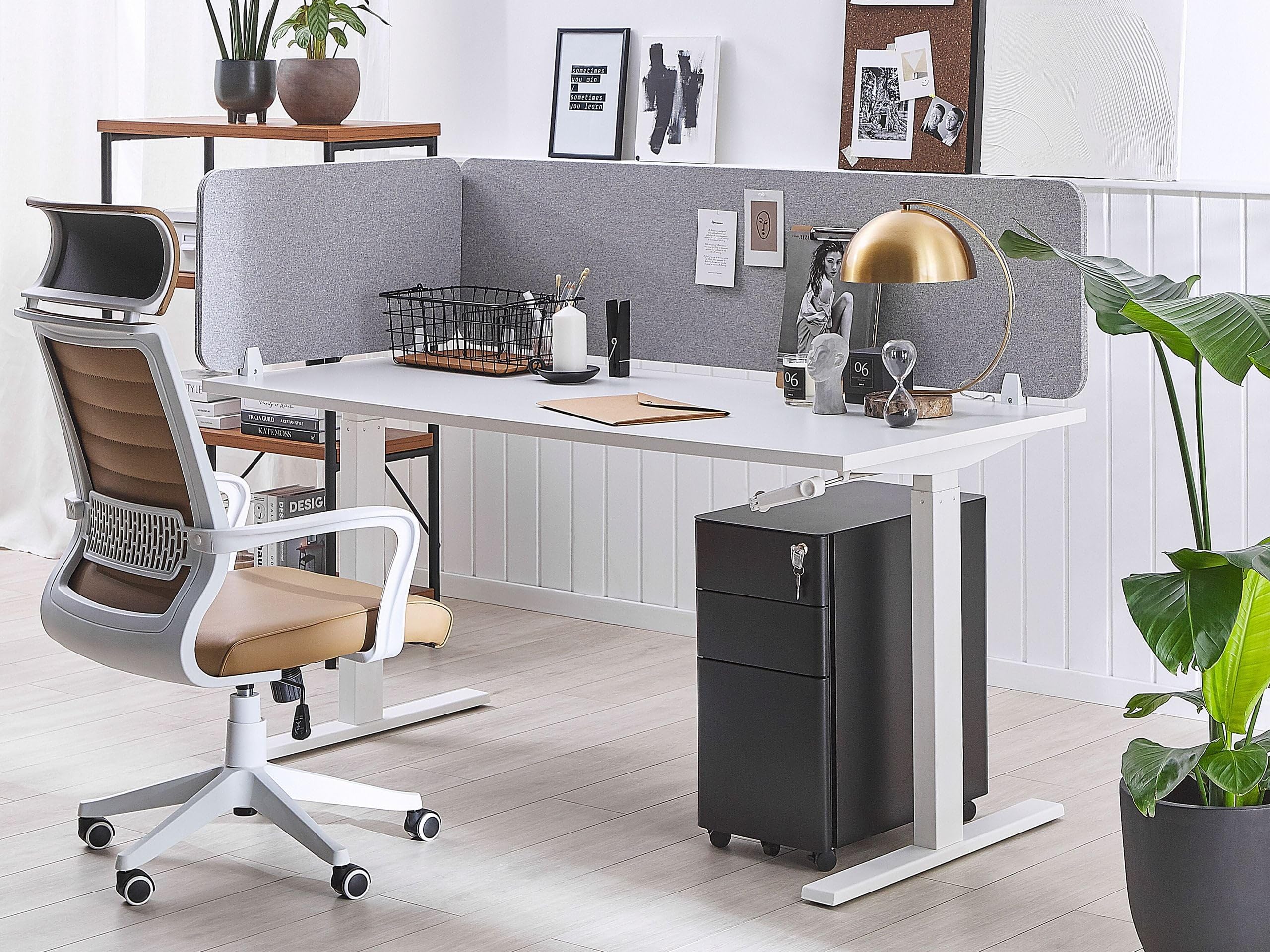 Beliani Pannello Divisorio Fonoassorbente in Pet 120 x 40 cm Grigio Chiaro