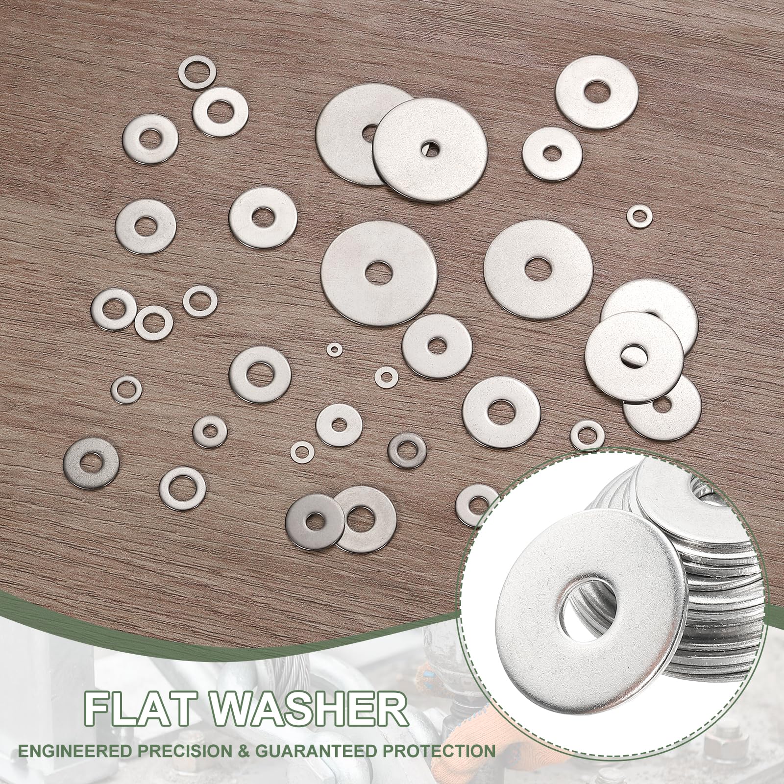 YELARXI Flat Washers, 304 Stainless Steel Hardware Assorted Washer, 20 x 4 x 1 mm Fit for Bolts Screws Industrial Use (50 Pack, Silver) - Image 4