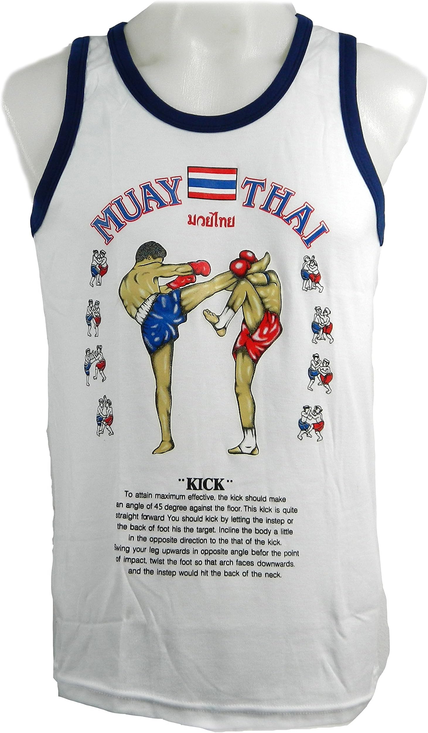 Muay Thai Men's Sport Running Singlet Tank Tops T-shirt White Size L