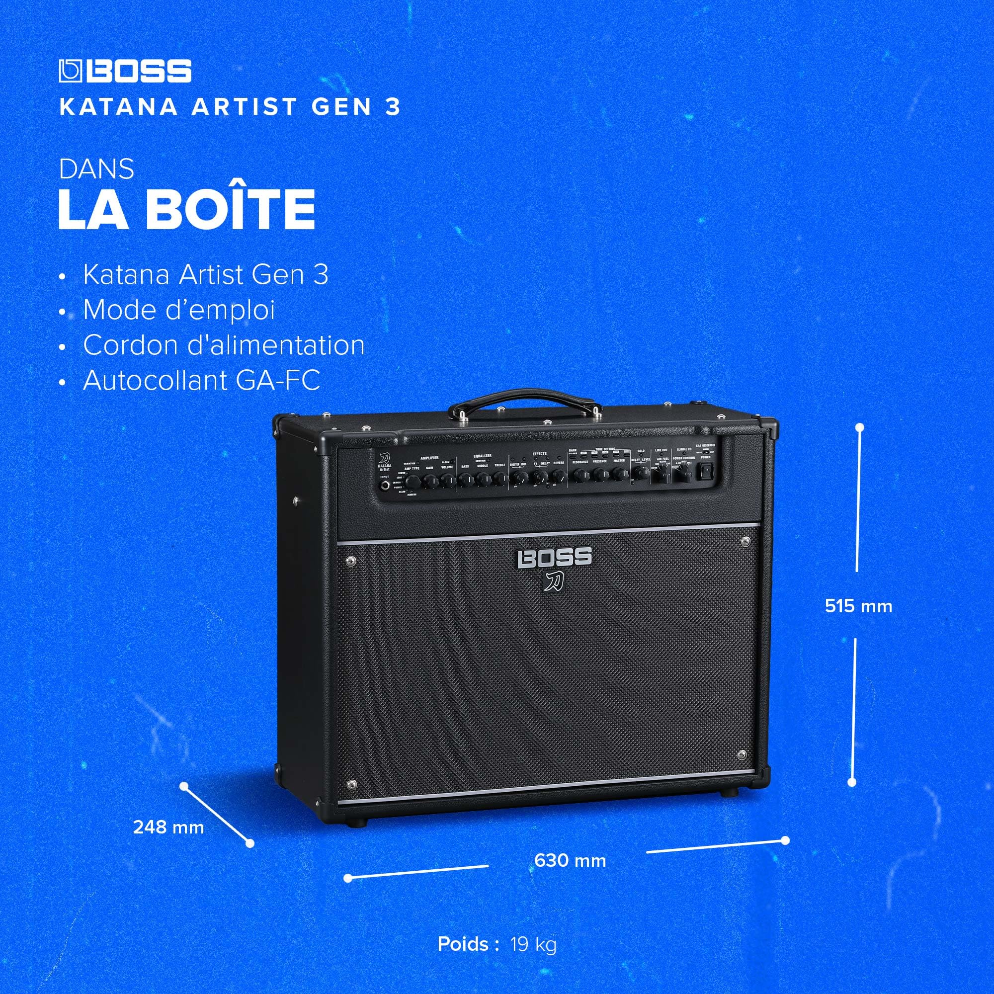 Ampli guitare Katana Artist Gen 3 BOSS | Ampli combo d'excellence de 100 watts | Haut-parleur Waza de 12 pouces (30 cm) | Sons Tube Logic évolués | Outils de réglage évolués
