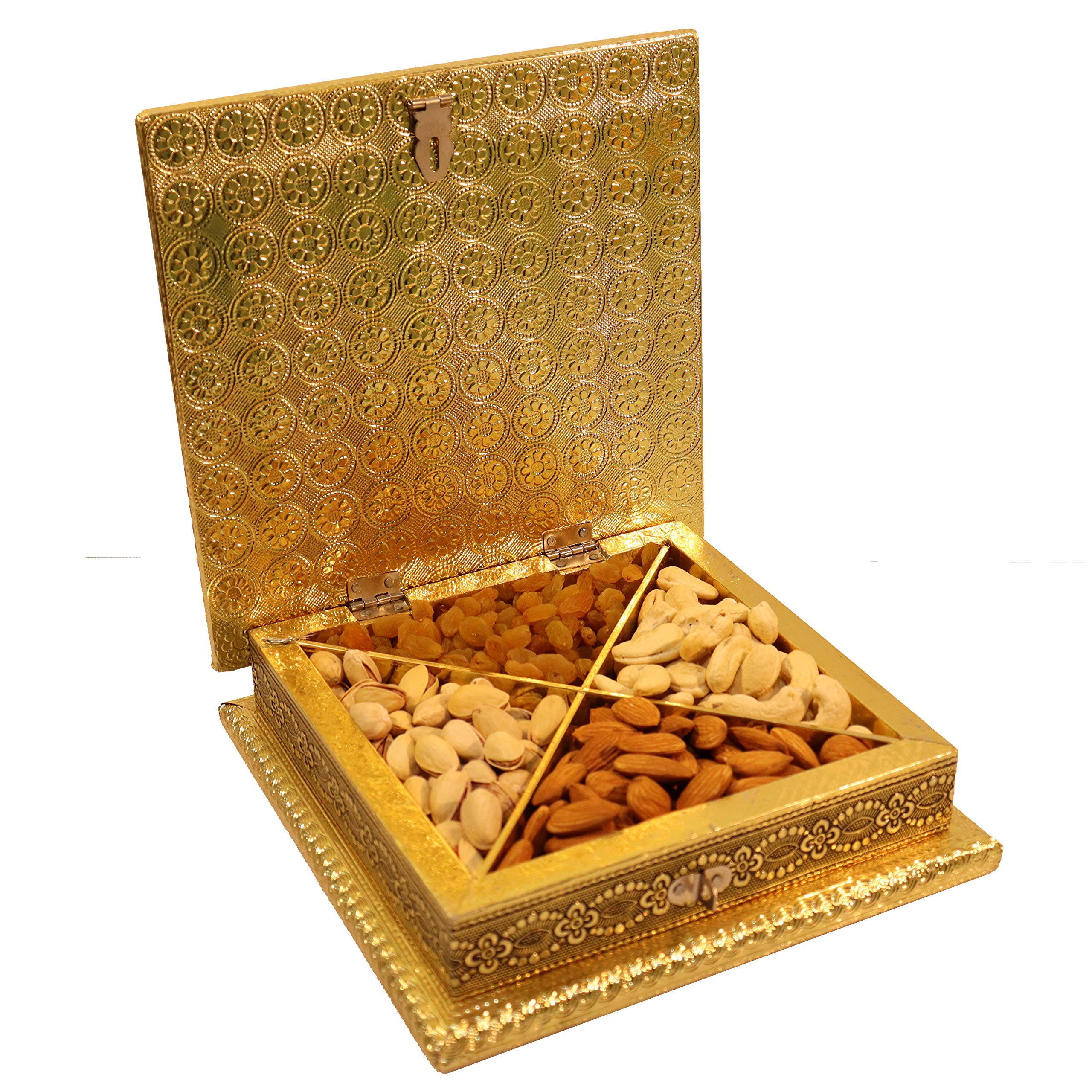 Elegant Wooden Dry Fruit Box - Gold -3 Elegant Wooden Dry Fruit Box - Gold -3