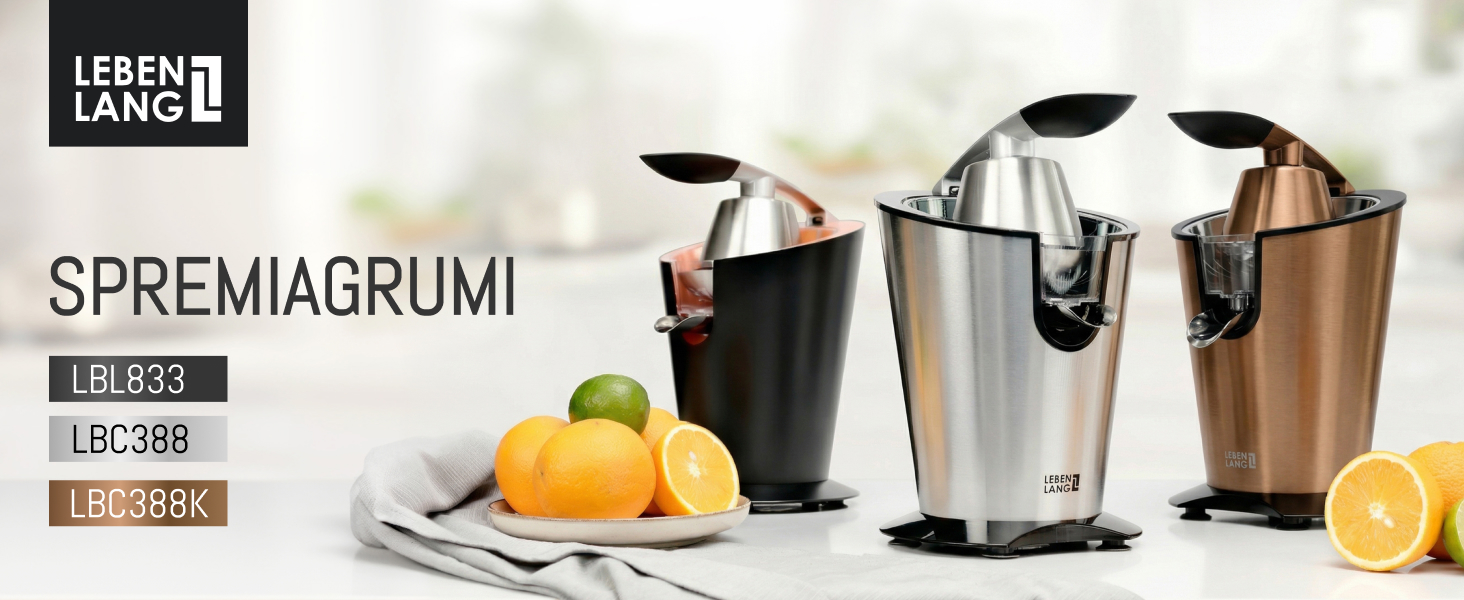 LEBENLANG Electric Citrus Juicer 600W - Stainless Steel Cone & BPA