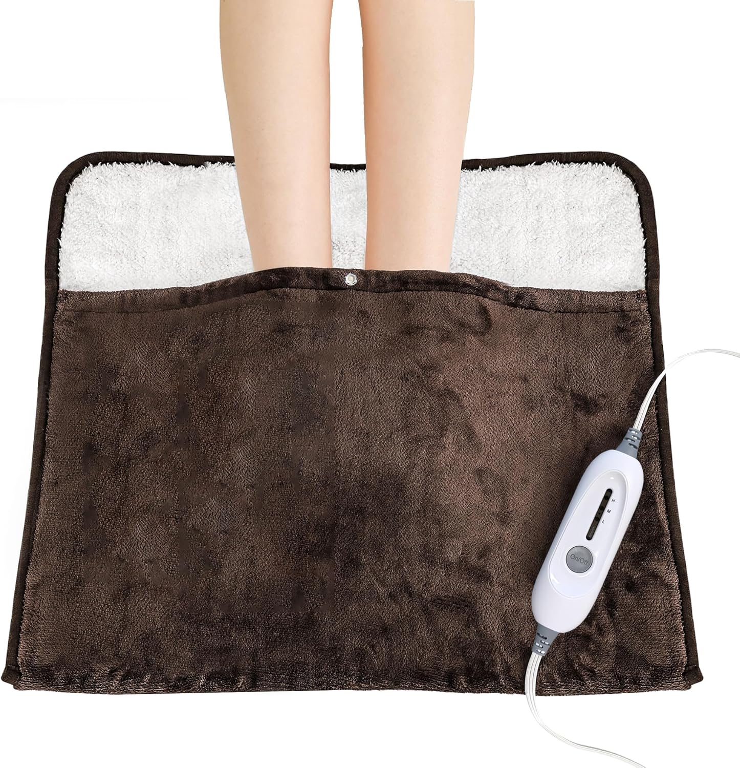 WarmMist Electric Heated Foot Warmers,22”×20” Heating Pad for Feet with 3 Heat Settings,ETL Certified Feet Warmer for Women and Men,Back and Legs,Auto Shut Off,Birthday Gifts,Brown