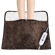 WarmMist Electric Heated Foot Warmers,22&rdquo;&times;20&rdquo; Heating Pad for Feet with 3 Heat Settings,ETL Certified Feet Warmers for Women and Men,Back and Legs,Auto Shut Off,Birthday Gifts,Brown