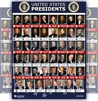 Young N Refined All Presidents of the United States of America Poster 15x20 Laminated Classroom School Decoration Study History USA 15x20 Inches