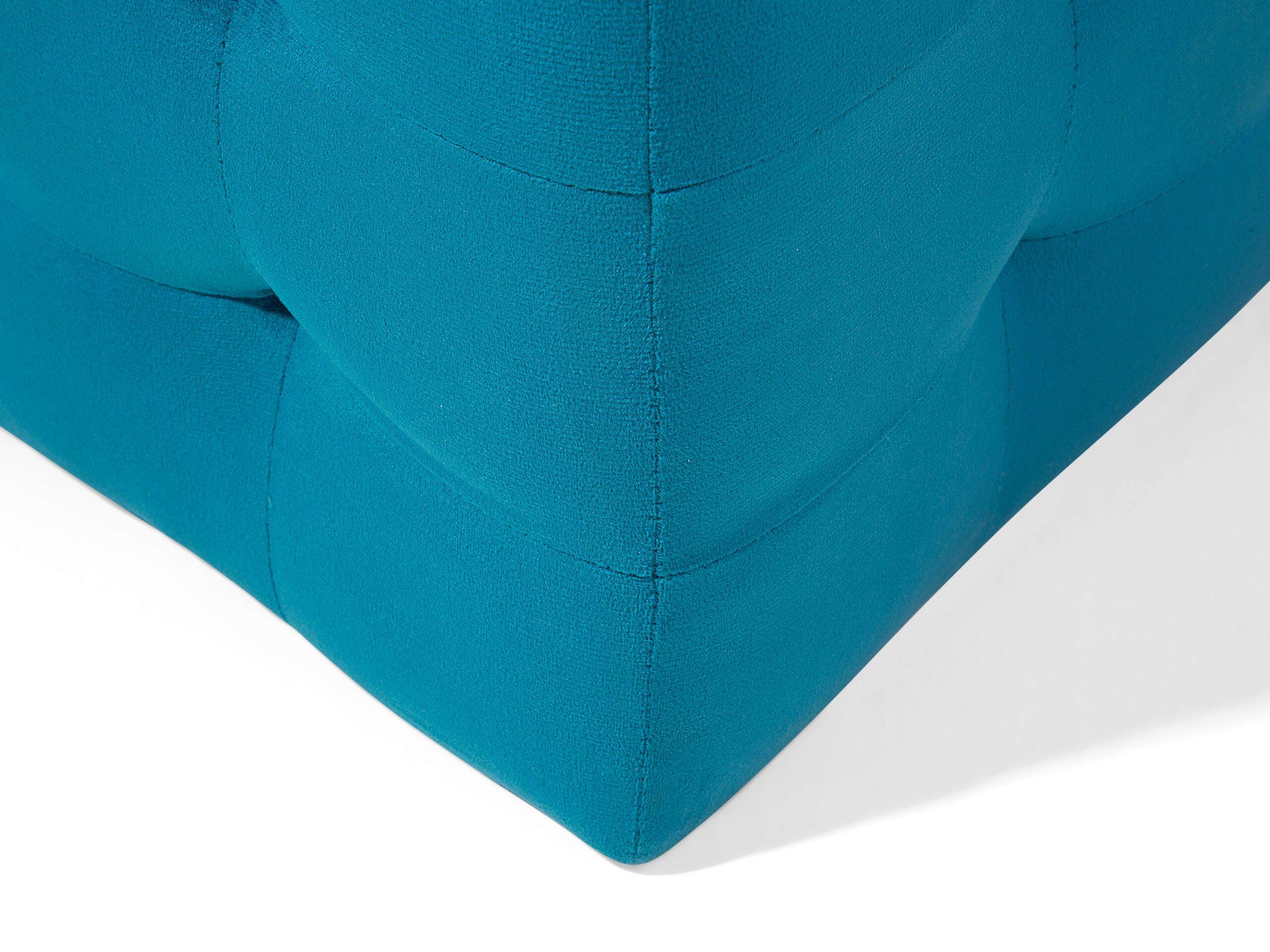 Beliani Pouf Cassapanca Imbottito in Velluto Blu Navy Stile Chesterfield