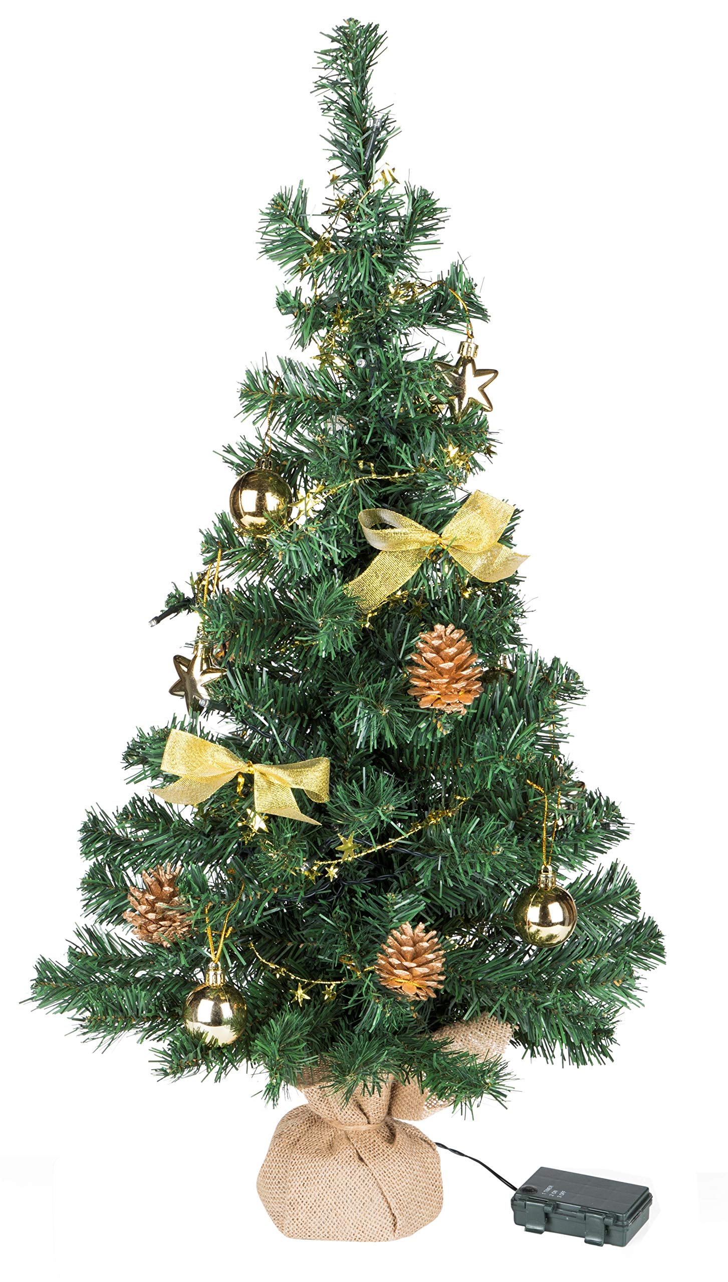 Amazon.de: Bambelaa! Weihnachtsbaum Knstlich Mit Beleuchtung Geschmckt  Tannenbaum Dekoriert Christbaum Beleuchtet LED 75cm Gold