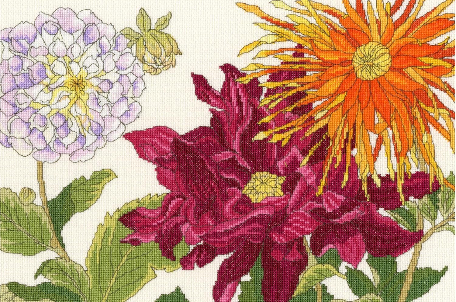 Bothy Threads Counted Cross Stitch Kit Dahlia Blooms, 36x24cm, XBD11