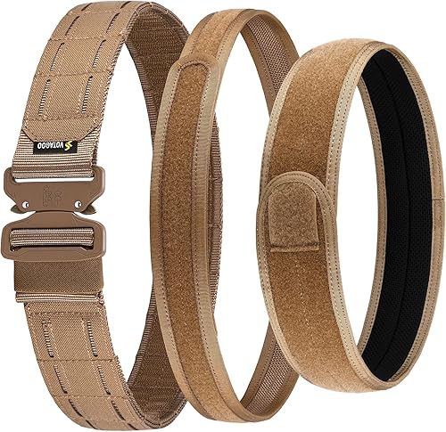 Vista 15 de Cinturón táctico de batalla con hebilla de liberación rápida sistema MOLLE, cinturón resistente para pistola