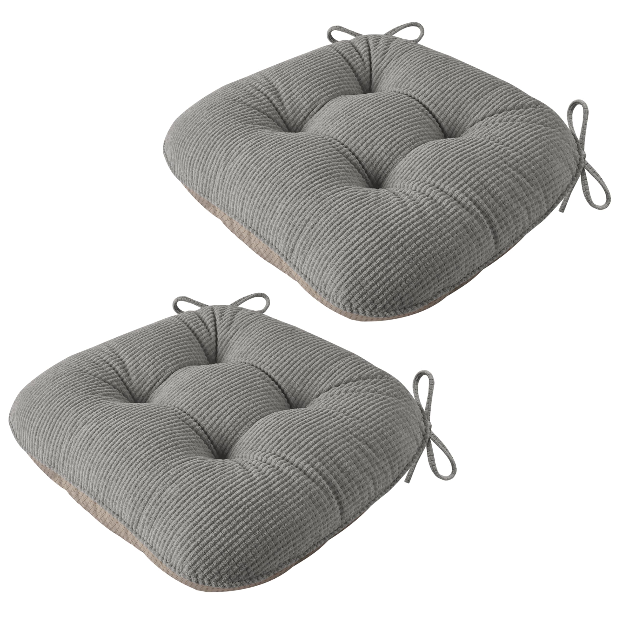 AddGrace Chair Cushions for Dining Chairs Soft Kitchen Seat Cushions 18" x 18" x 3" Non-Slip Seat Pads Grey Set of 2