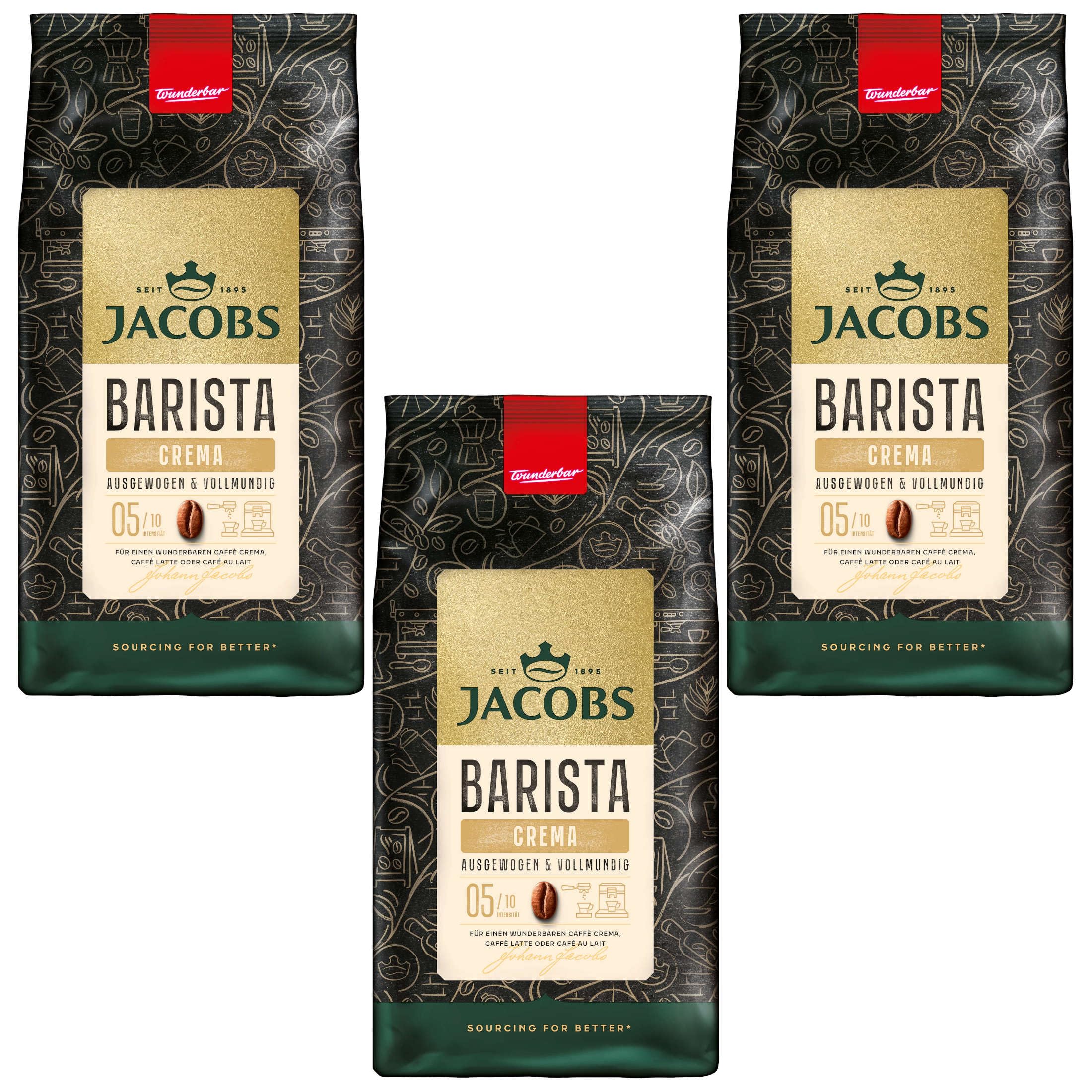 JACOBS Kaffeebohnen Barista Editions Crema Kaffeebohnen, 3 x 1000 g
