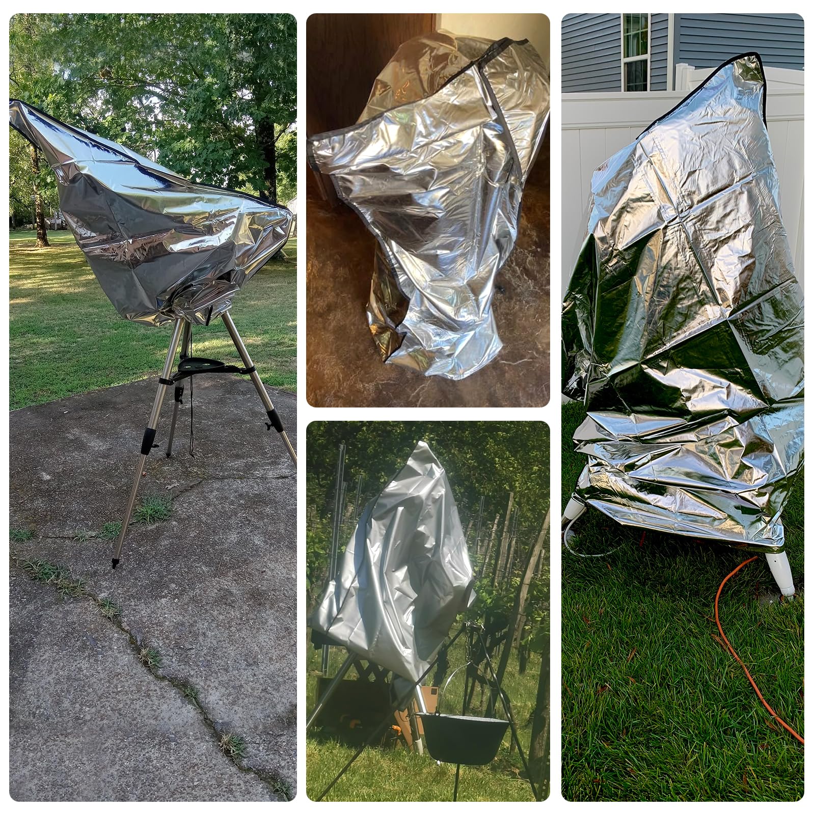 Cubierta telescópica de 120 x 160 cm – Protección contra el polvo/hojas/abono, protección solar, alta calidad, estable, para telescopios/prismáticos, almacenamiento interior y exterior
