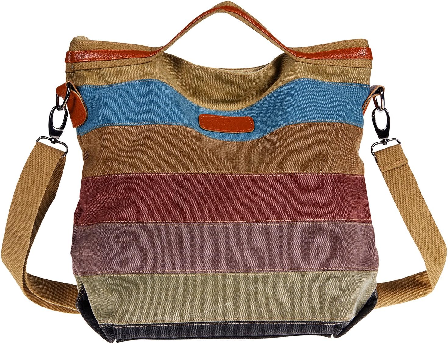 Unives Ladies Vintage Handbag Canvas Tote Women's Shoulder Bag Retro Hobo Messenger Large Designer Purse Back to School Satchel Multi-colored