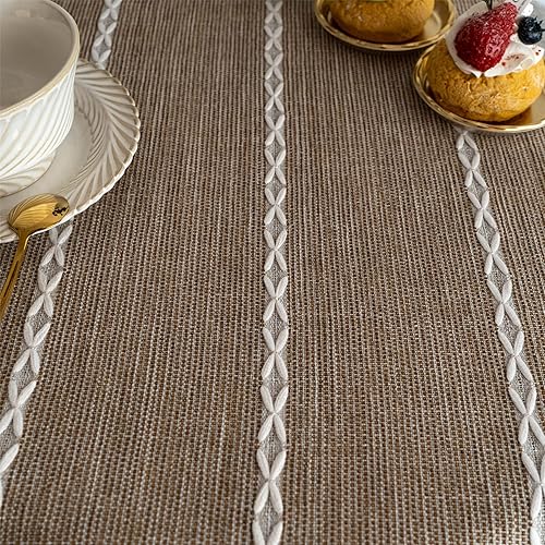 Miniatura 4 de Manteles cuadrados pequeños rústicos de lino sin arrugas, lavable, mantel bordado de granja para interiores y exteriores, mesa de café, decoración