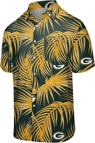 FOCO Green Bay Packers NFL - Camisa Hawaiana con Botones para Hombre, Talla L