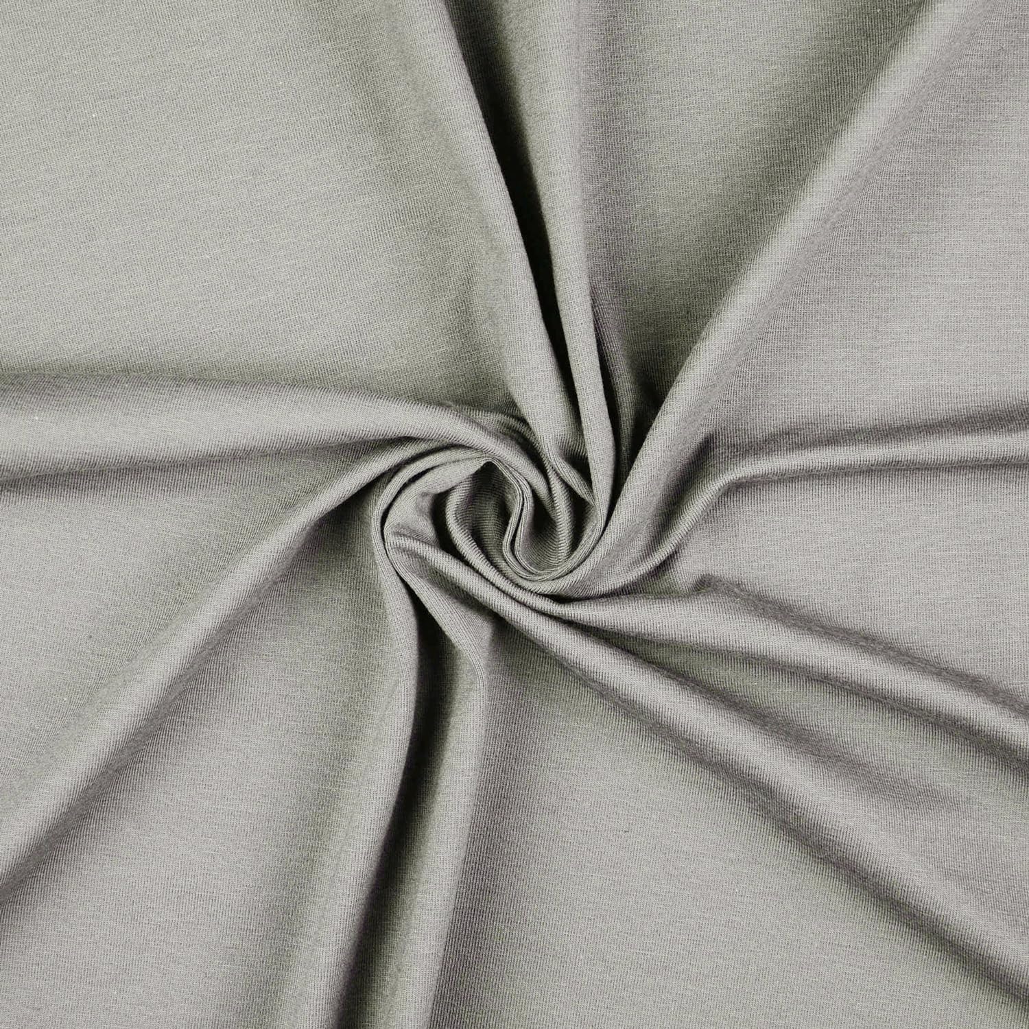 TheFabricTrade Silver Premium Plain Cotton Jersey Knit Fabric Elastic Lycra Stretch Textile Clothing Dressmaking T-Shirt Elastane Material - 1000cm x 150cm (10 Metre)