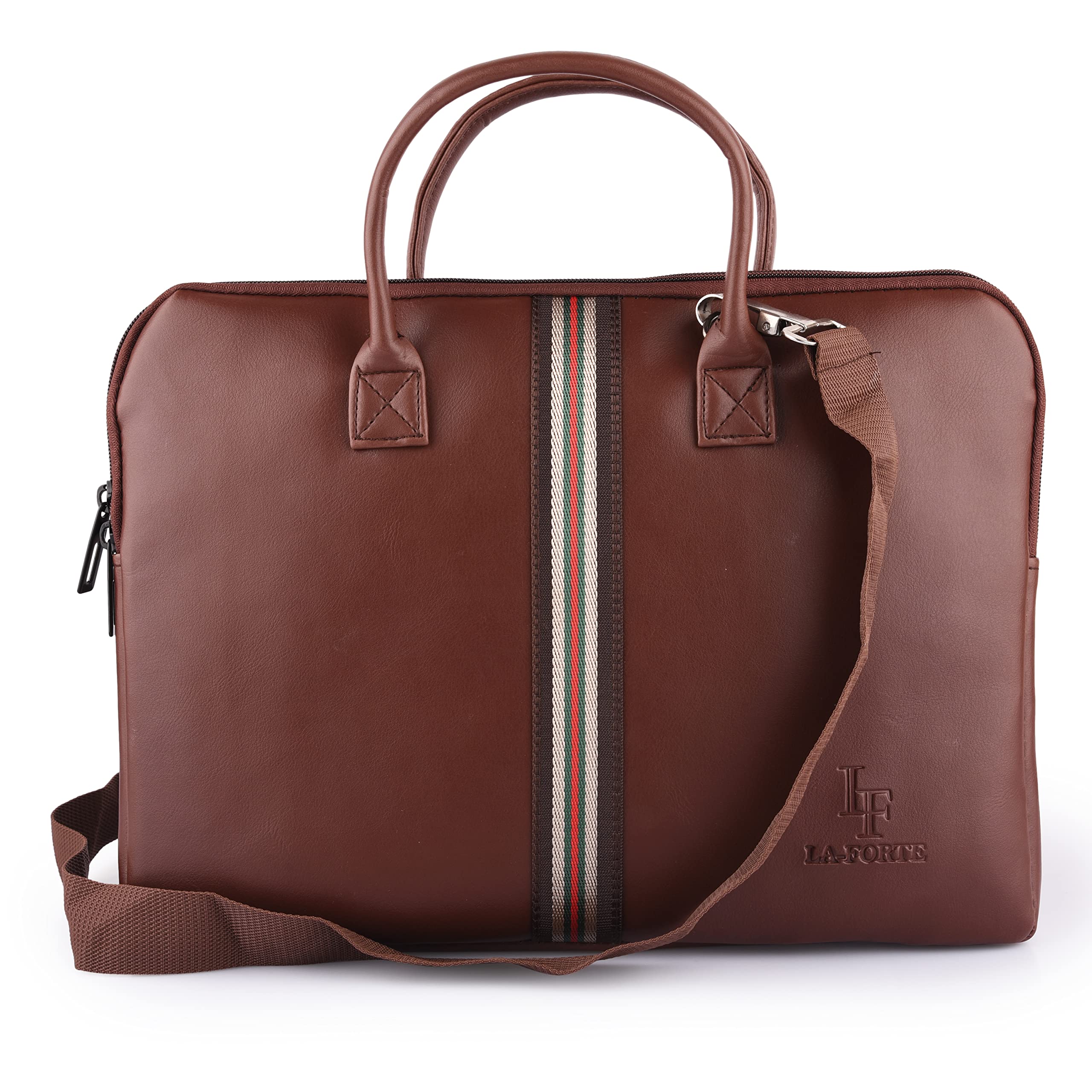 LA-FORTE Messenger Leather Laptop Bag With Handle & Shoulder Strap Fits Upto 15.6" Laptop/Macbook For Men & Women, Black (B0CFSCMKVT) Amazon Price History, Amazon Price Tracker