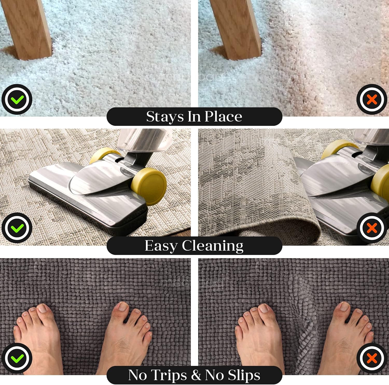 Non-Slip Mat and Rug Grippers (PACK of 8) -STOP Your Mats and Rugs