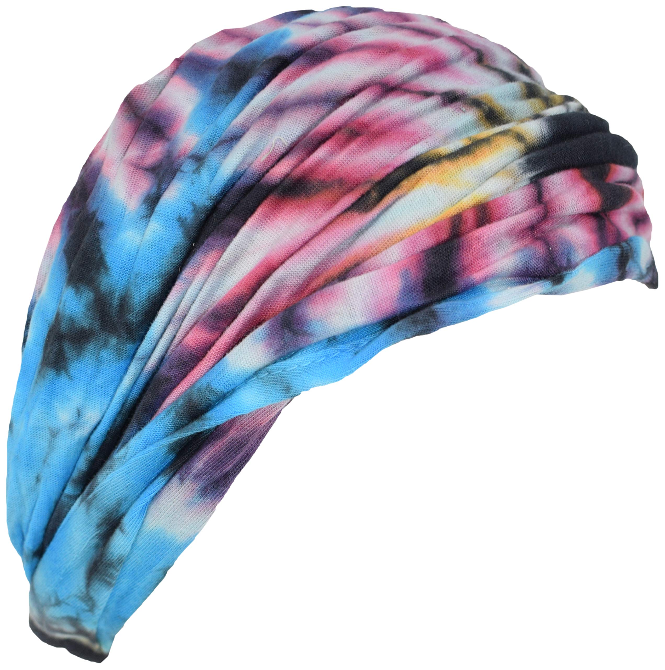 Gheri Cotton Nepalese Tie Dye Hippie Colorful Headwrap Headband Sky Rainbow