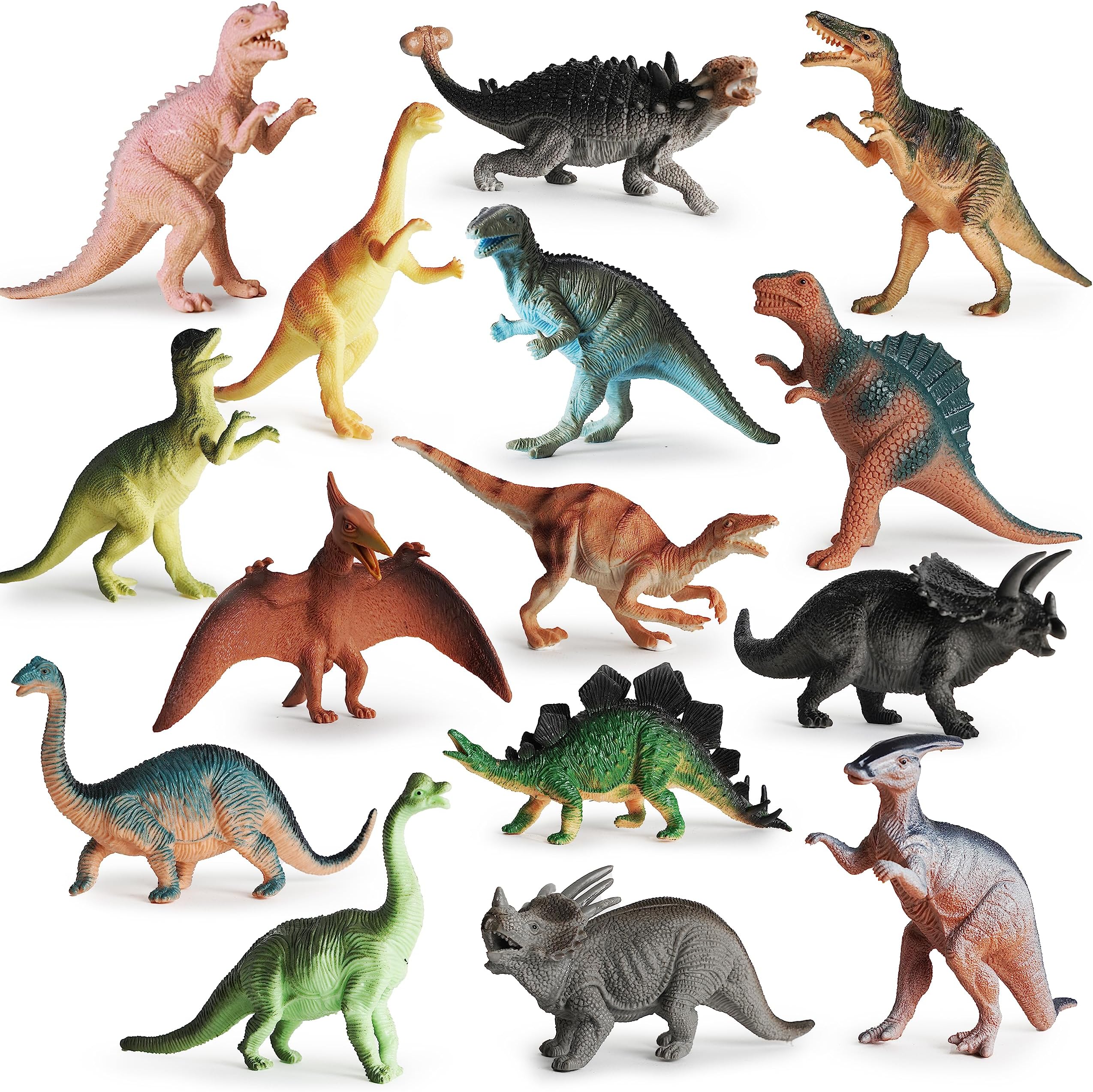Boley Monster (15-Pack) Large 7 Toy Dinosaurs Set - Enormous Variety of Authentic Type Plastic Great As Dinosaur Party Supplies, Birthday Favors, and More
