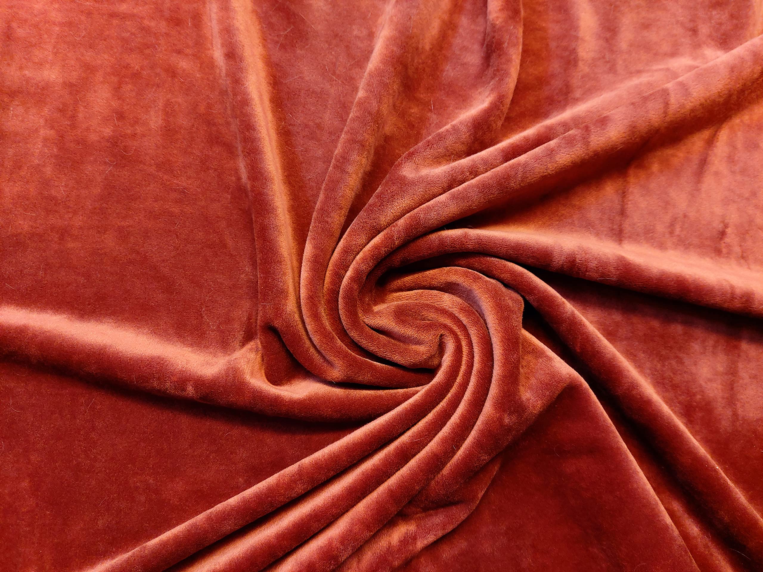 Luxury Stretchy Soft Velvet Velour Fabric Material - Rust, 1MTR 150x100cm