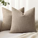 MIULEE Boîte de 2 Linge de maison décoratif Burlap Couvertures d'oreillers de la côte Ferme Boho Accent Oreillers pour Canapé Voiture Couch Chambre à coucher Salon Décor 18x18 Bleu clair de pouce