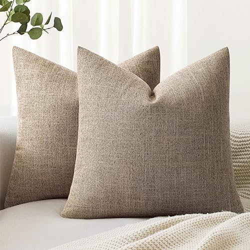 MIULEE Pack of 2 Decorative Linen Burlap Pillow Covers Farmhouse