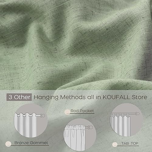 Miniatura 2 de KOUFALL Cortinas transparentes de lino con bolsillo para barra de pestañas traseras de 84 pulgadas de largo