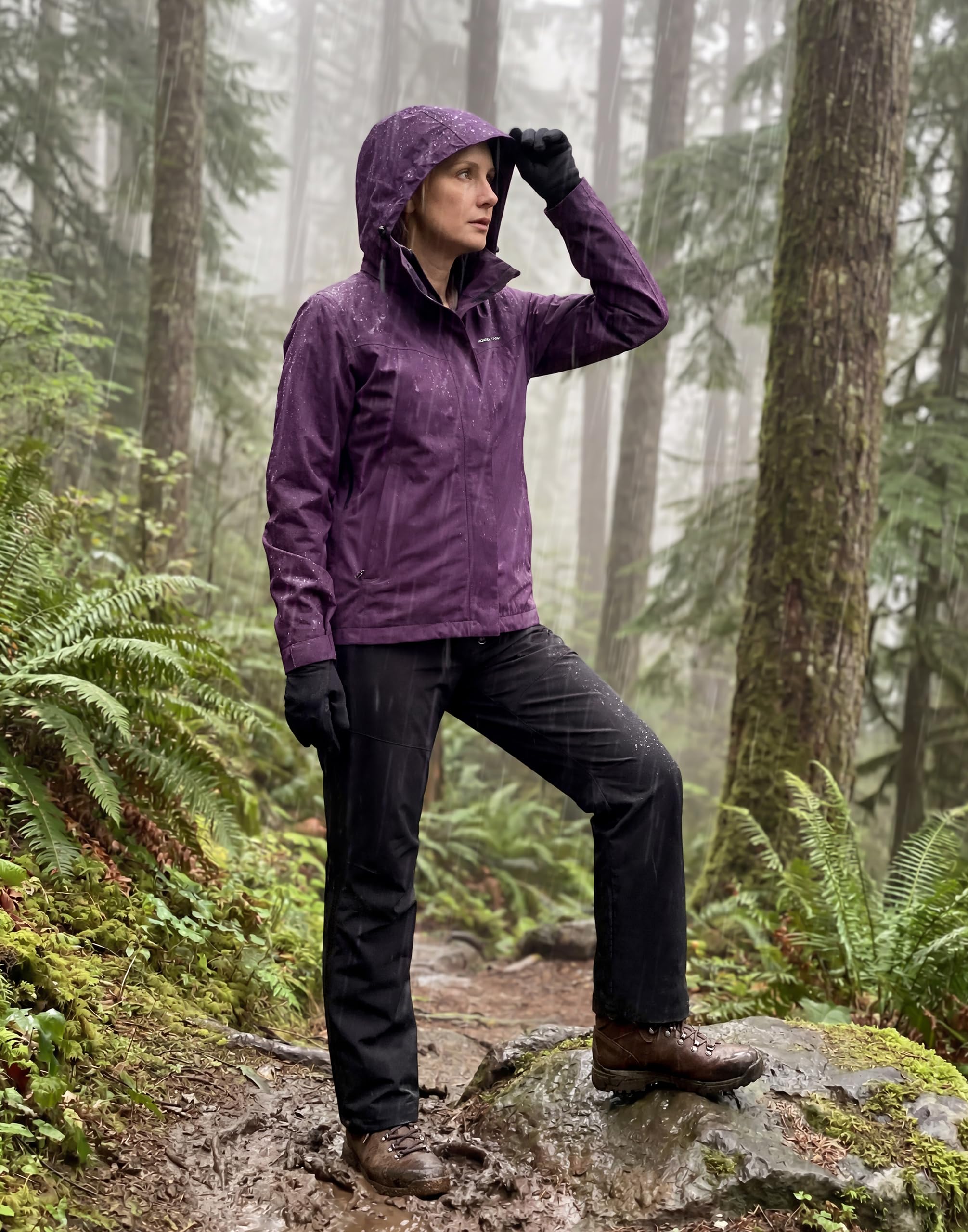 Pioneer Camp Damen Regenhose Wasserdicht 20000 mm, Atmungsaktiv 7000 g/m², 3L Verklebt 75D Strapazierfähig Wanderhose mit Belüftungsreißverschluss & Verstärkten Knien fur Trekking Outdoor
