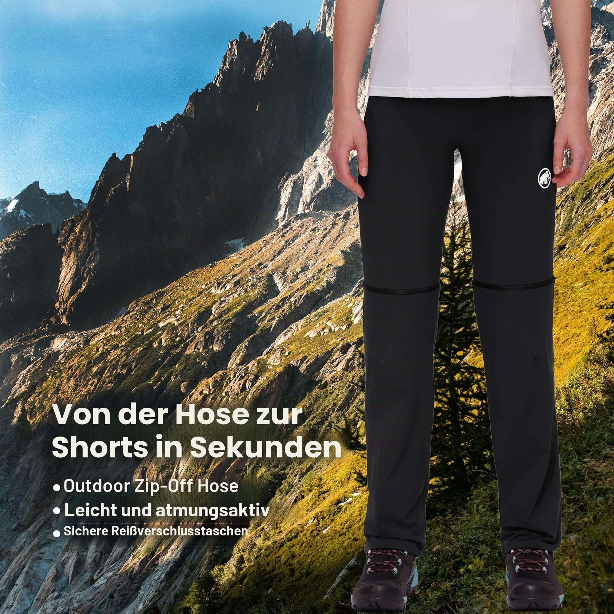 Mammut Women's Outdoor Zip Off Pants Women Hiking Trousers
