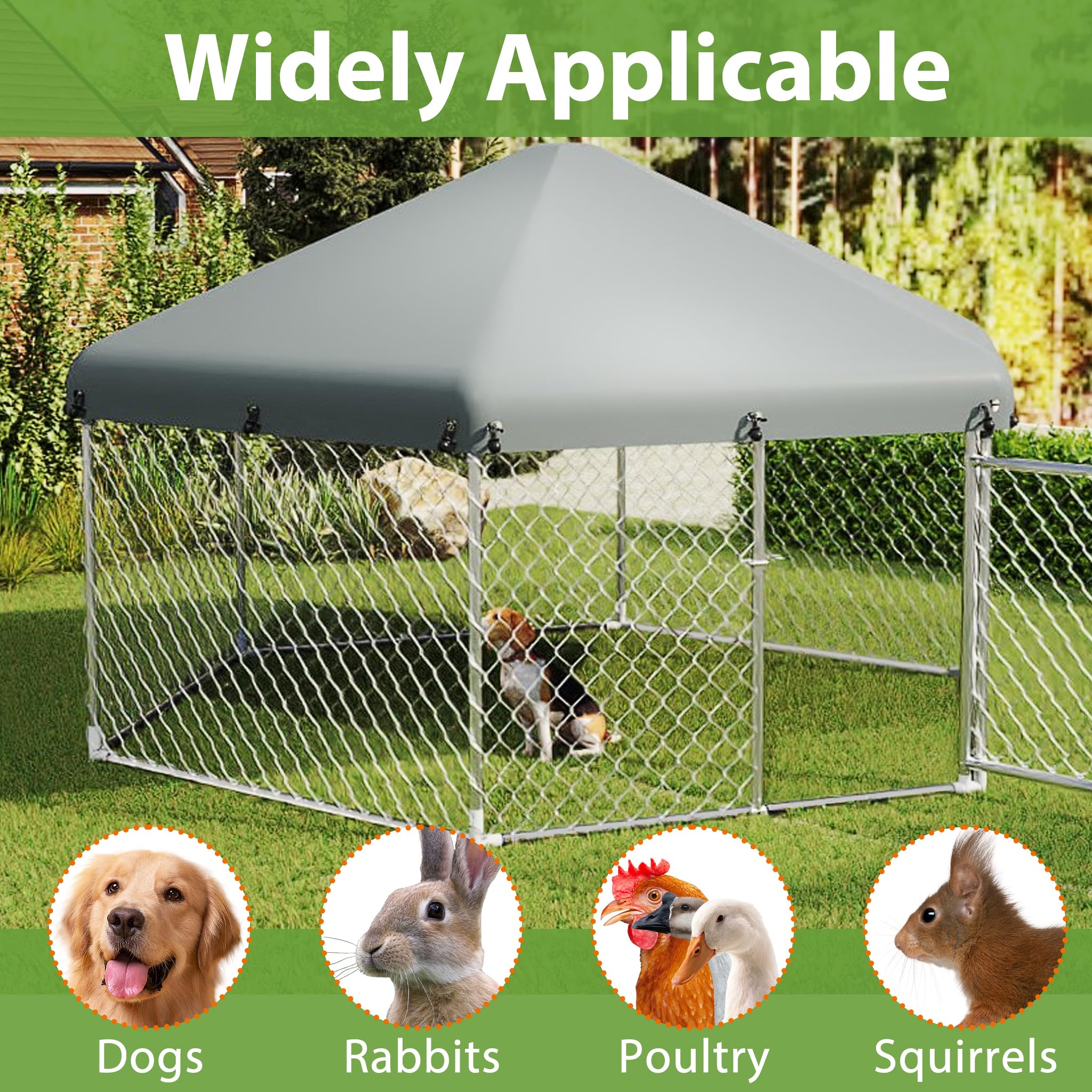 UISEBRT Hundezwinger Hundehütte Outdoor Hundehaus 280x250x165 cm UV- & Wasserdicht Hundekäfig mit Dach aus 420D Oxford-Gewebe Welpenlaufstall Verschließbares Riegelsystem und Sicheres Design