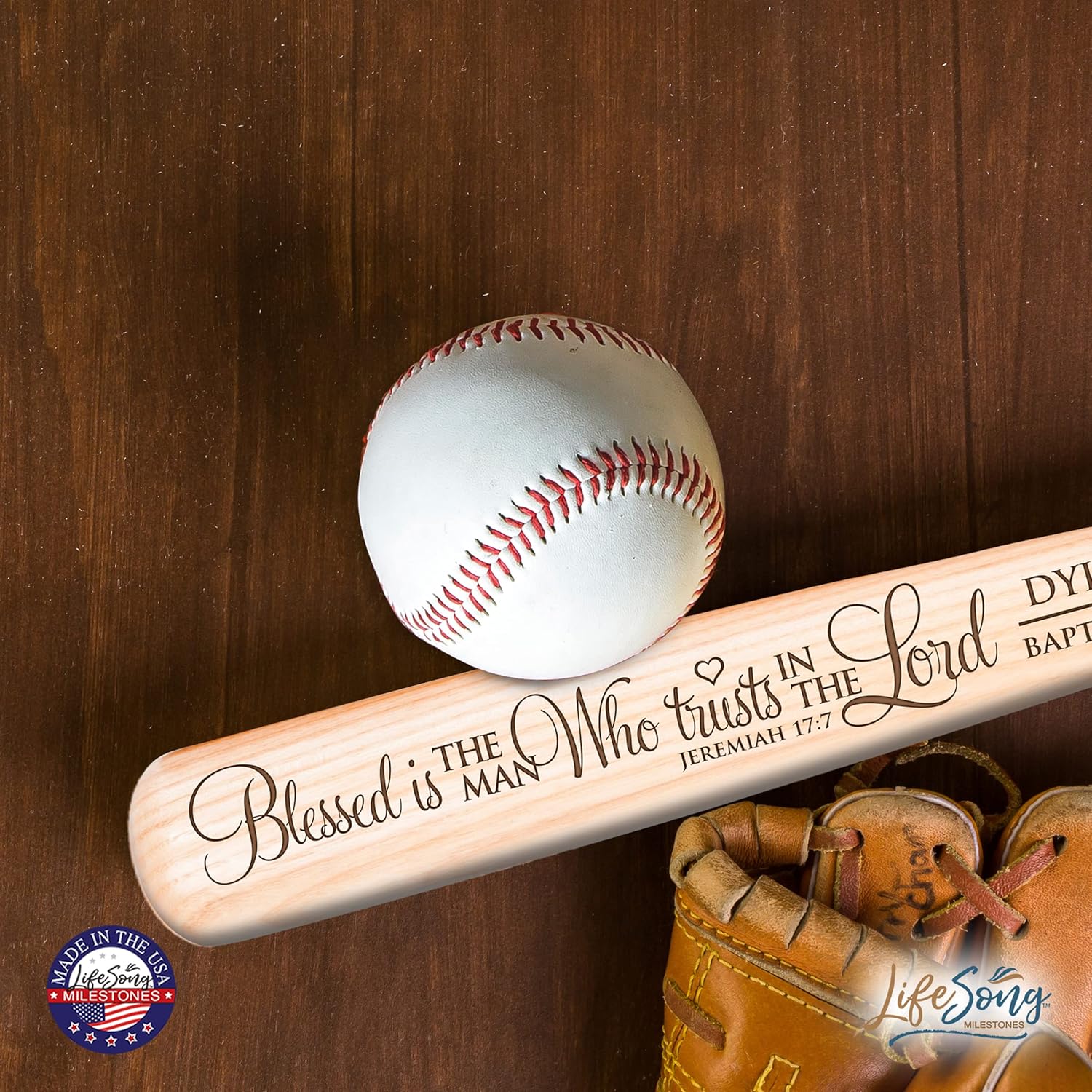 LifeSong Milestones Personalized Baptism 1st holy Communion Custom Christening Baseball bat Child of God 18" L X 1.75" (Child of God)