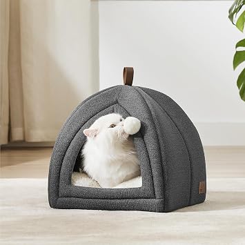 Bedsure Cat Cave Bed Igloo with Removable Washable Cushion, 40x40cm