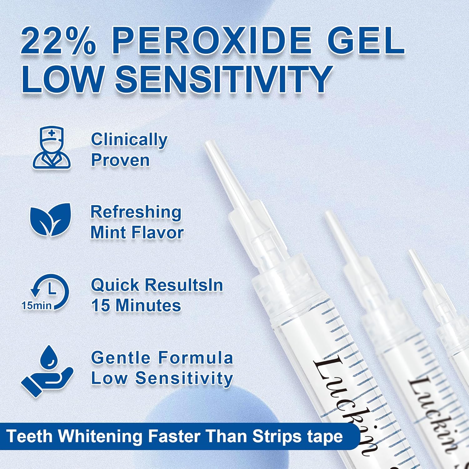LUCKIN SMILE 22% Teeth Whitening Gel Refills, 10-Pack 3ML Carbamide Peroxide Gel for Teeth Whitening, No Sensitivity Teeth Whiteners, Sensitive Teeth Whitening Gel for Trays, 60 Whitening Treatments