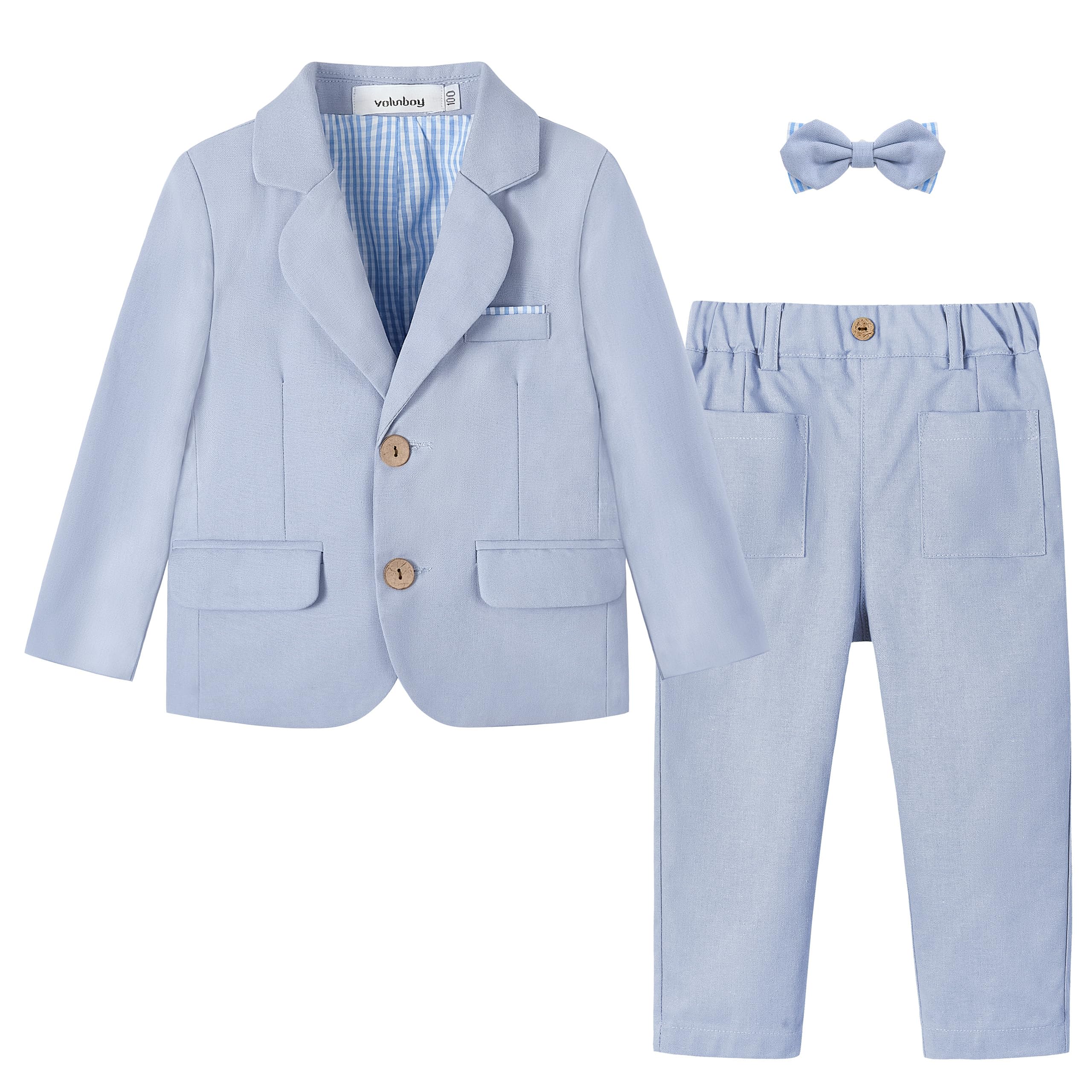 Volunboy Baby Jungen Anzug 2-teilig Blazer & Hose Set aus Baumwolle & Leinen Smoking für Hochzeit & Taufe