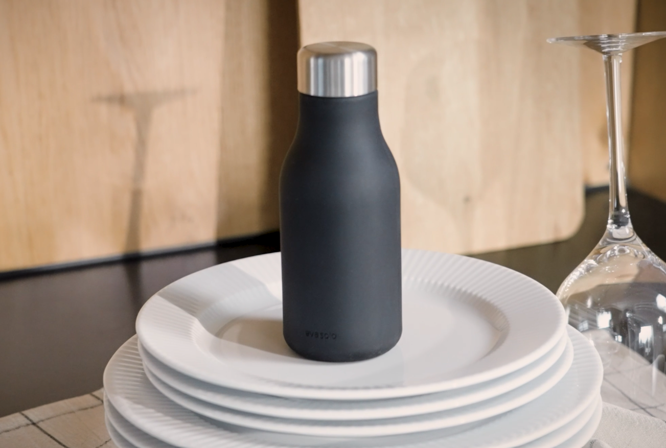 EVA SOLO Spülbürste Marble Grey – Mit Schabkante, Austauschbarem Kopf, Hygienisches Design