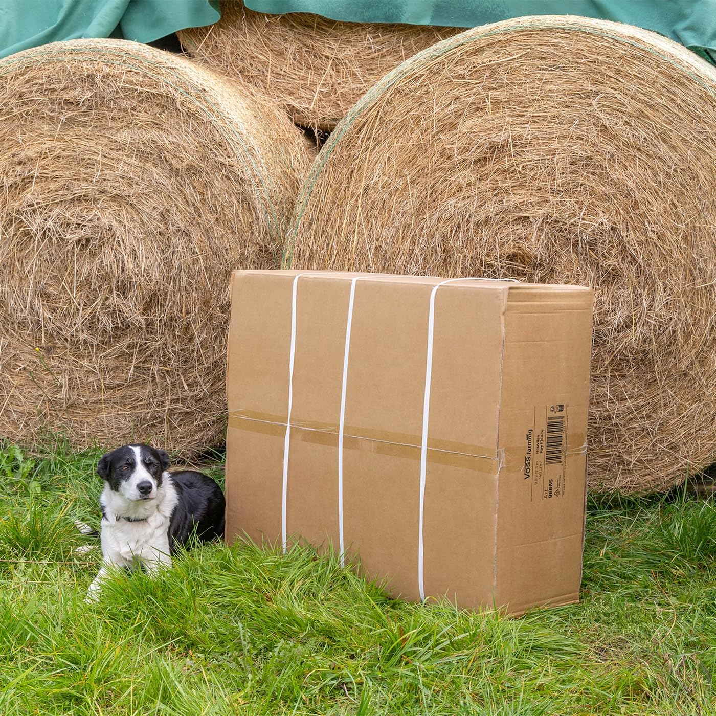 VOSS.farming Heuvlies 12,2 x 6m, Strohvlies, Strohballenschutz, Rundballen-Vlies 140g/m²