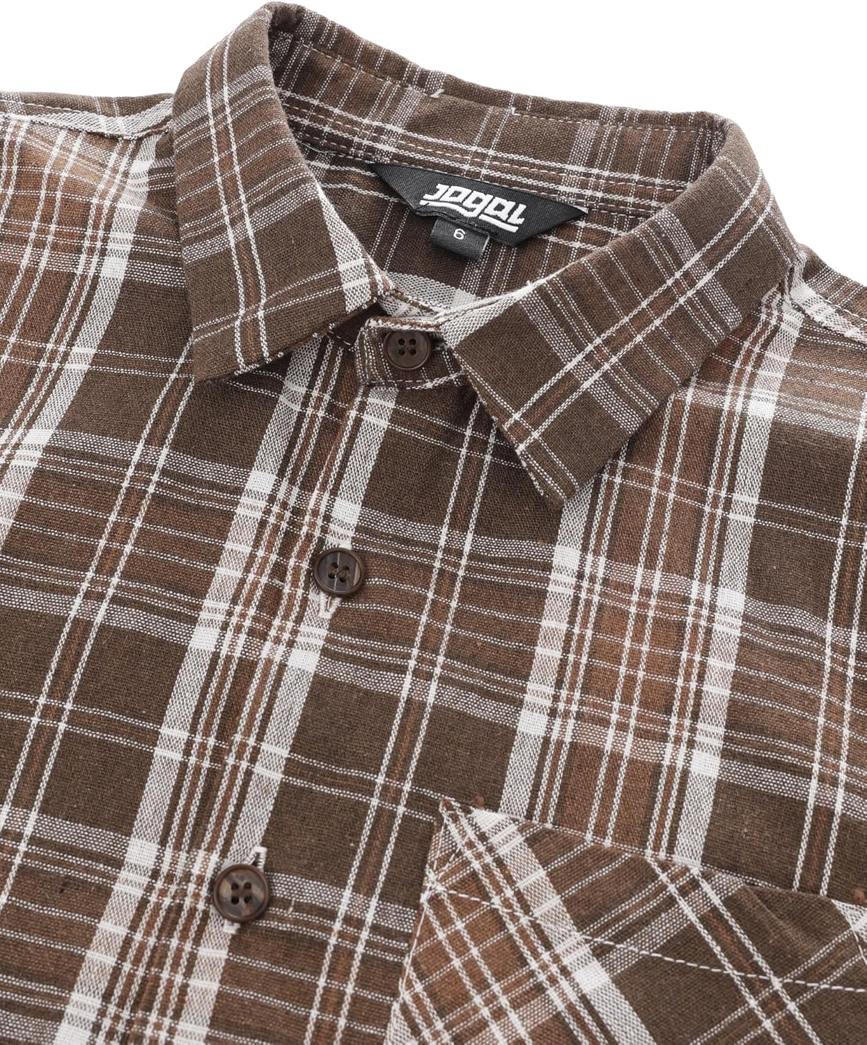 JOGAL Boys Plaid Shirt Long Sleeve Kids Button Down Shirts with Pocket for 6-14 Years - Image 3