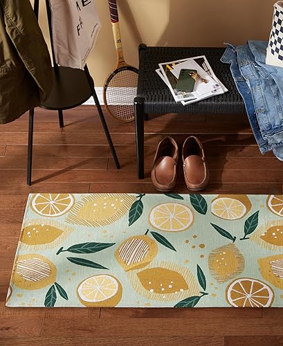 Miniatura 4 de TOWN & COUNTRY LUXE Livie Fresh Lemon Everwash - Alfombra decorativa lavable multiusos para cocina, tapete de perfil bajo, alfombra de dormitorio y