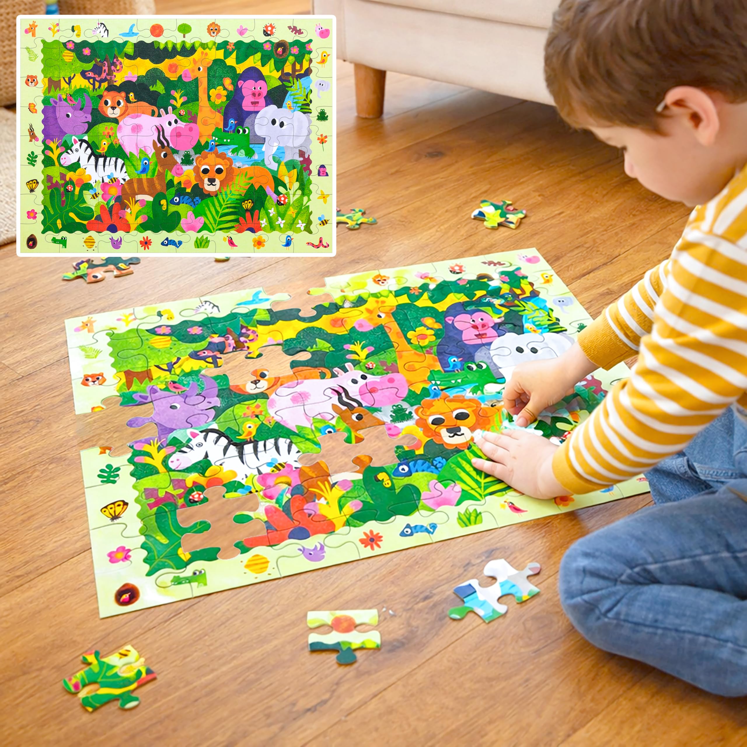 ベルページ Buy VGRASSP 70 Pcs Jungle Animal Theme Interlocking Puzzle Toy for
