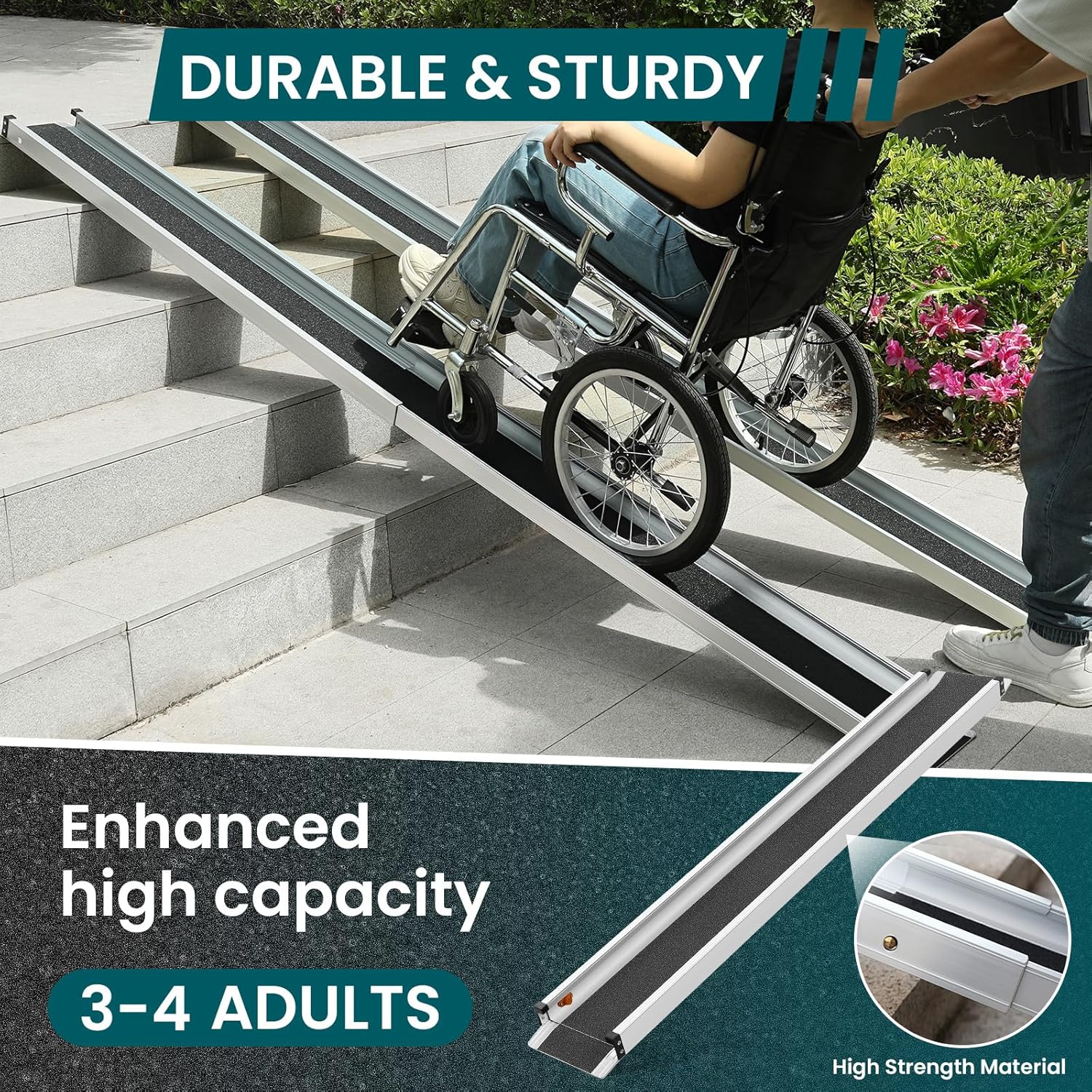 Wheelchair ramp 8FT, Lightweight, Retractable and Portable, can be Used for Wheelchair ramps, Comes with a Handbag