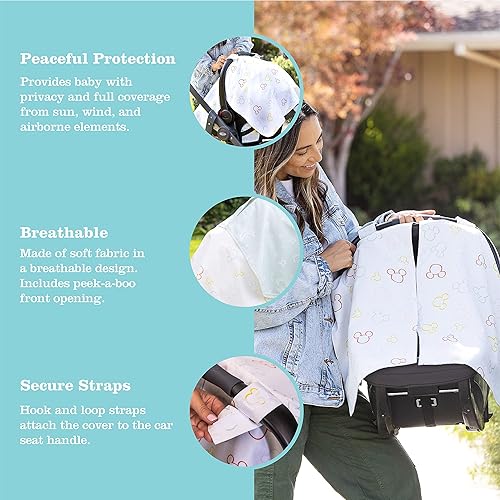 Miniatura 2 de Disney Baby by J.L. Childress - Toldo reversible para asiento de automóvil infantil, sombra y funda de privacidad para bebé, unisex, multicolor