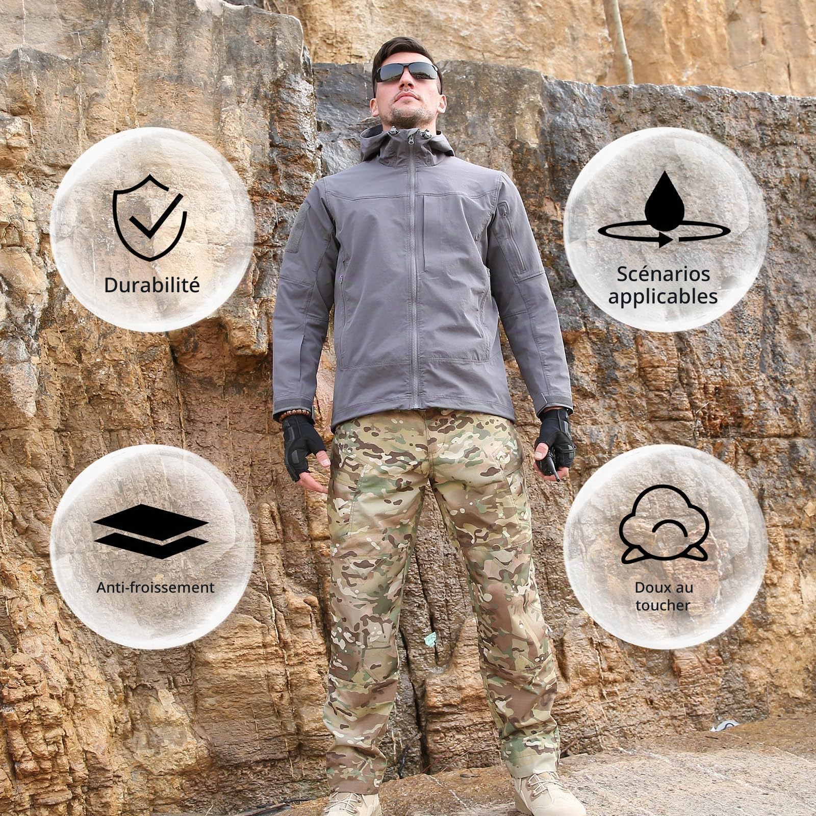 BWBIKE Pantalons d’extérieur pour Hommes Pantalon de Combat Hydrofuge Pantalon de Travail de Camouflage Pantalon Tactique pour Hommes Résistant à l’Usure Pantalon Cargo Camo Trainning EDC