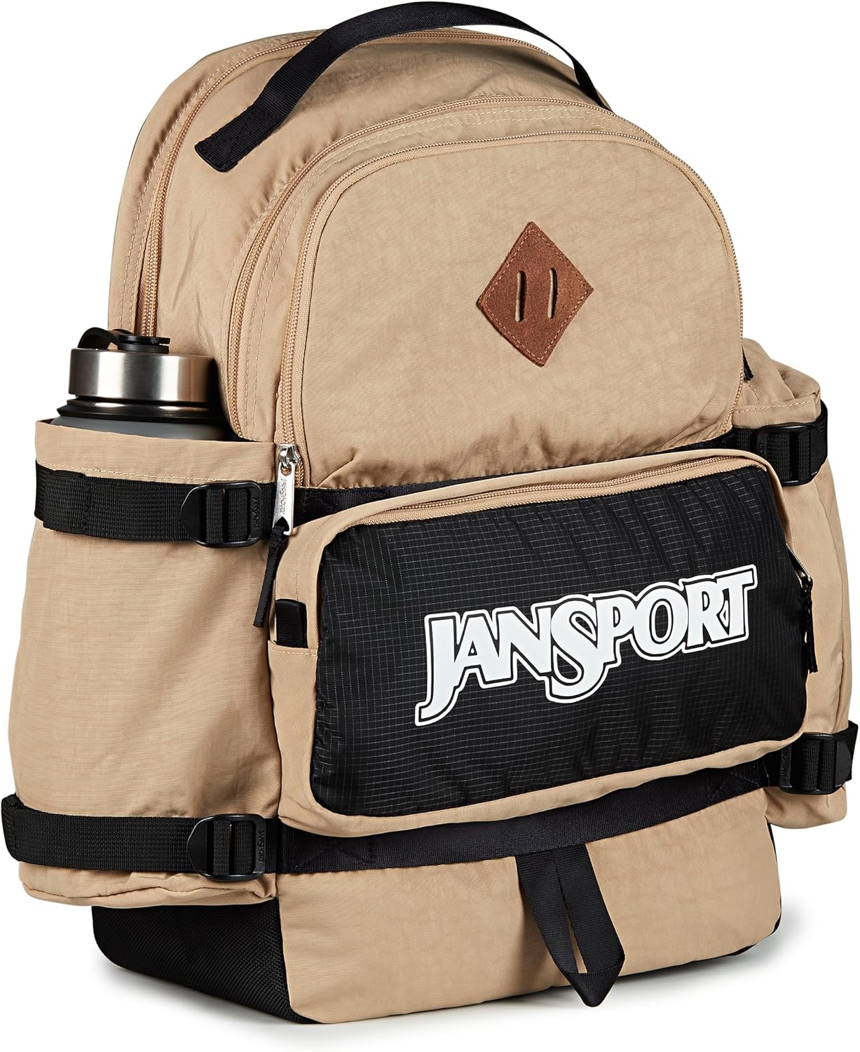 JanSport Seattle Pack – Durable Backpack with Main Compartment, Dual Water Bottle Pockets, Lined Laptop Sleeve, Travertine
